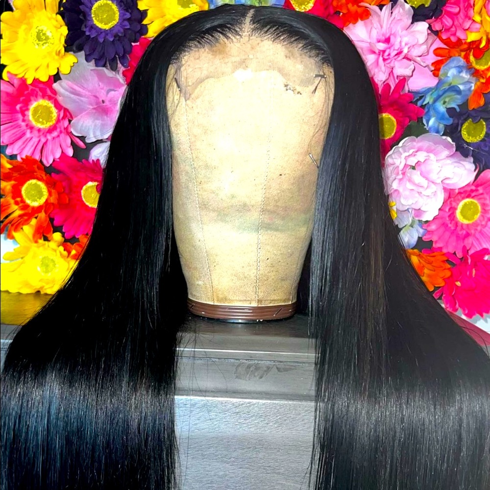 Black Straight Closure Wig